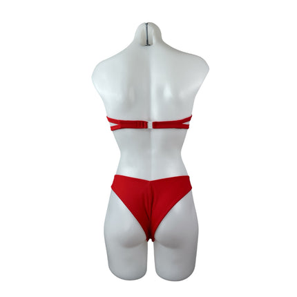 Onia Women's Red Strapless Sleeveless Tube Bandeau Bikini Summer Swimwear Set S