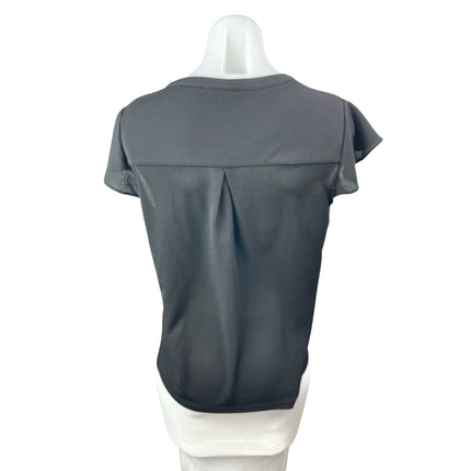 Calvin Klein Women's Gray Short Flutter Sleeve V Neck Shirt Blouse Top Size S