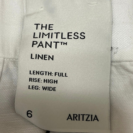 NEW Aritzia The Limitless Women's White High Rise Linen Wide Leg Trouser Pants 6