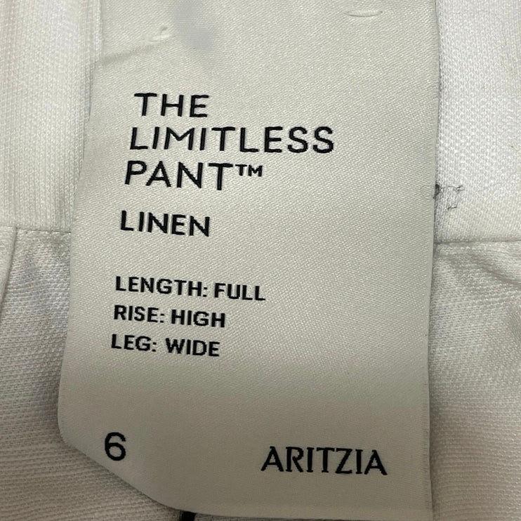 NEW Aritzia The Limitless Women's White High Rise Linen Wide Leg Trouser Pants 6