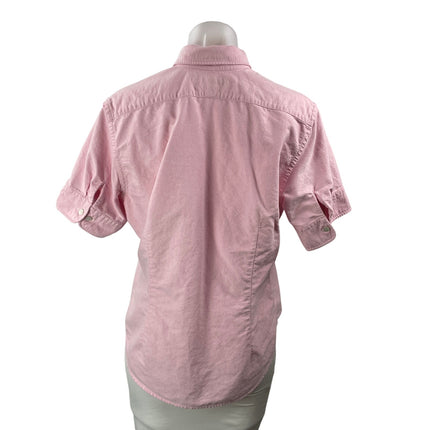 Ralph Lauren Women's Pink Cotton Short Sleeve Button Down Shirt Top Size 14