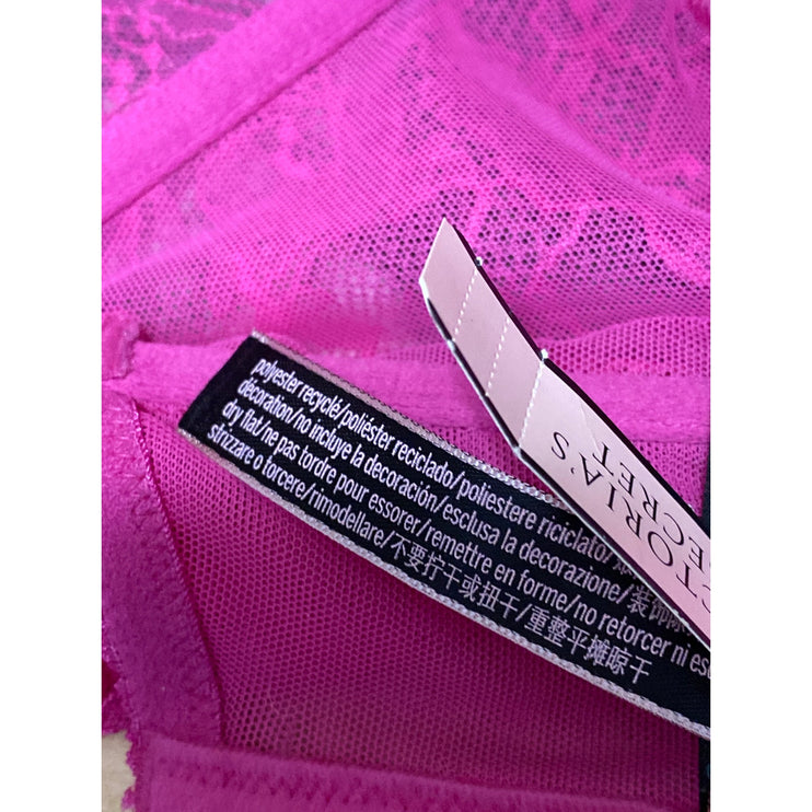 NEW Victoria Secret Bombshell Pink Floral Lace Adjustable Push Up Bra Top Sz 36C