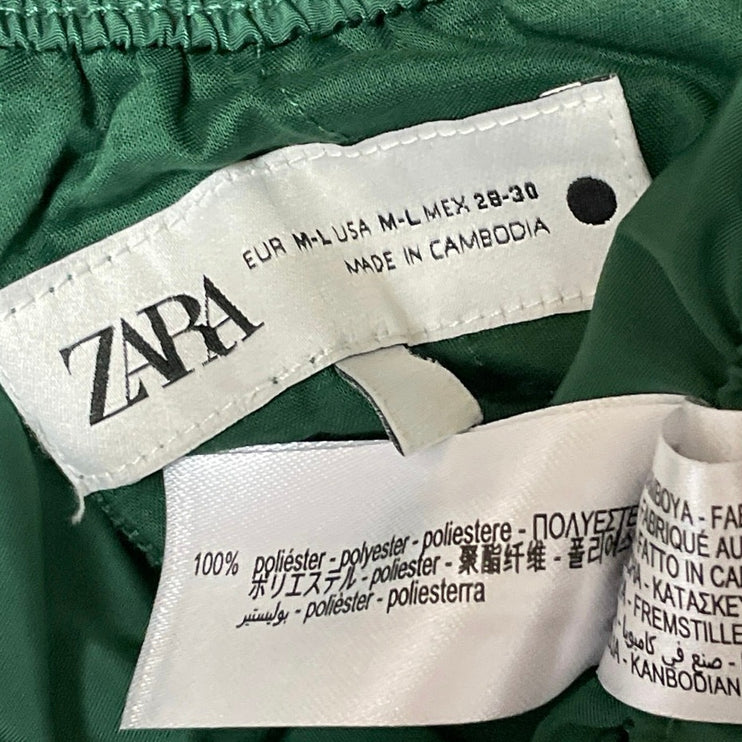 Zara Women's Green Pleated Elastic Waist Flowy Casual Maxi A-line Skirt Size M/L