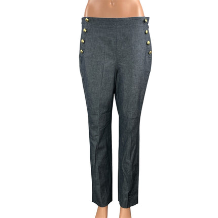 NEW Banana Republic Women's Gray Gold Button High Rise Trousers Pants Size 8R