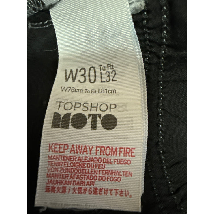 Topshop Moto Leigh Women's Black Distressed Skinny Mid Rise Denim Jeans Pants 30