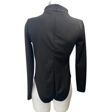 Zara Women's Black Turtleneck Long Sleeve Ruched T Shirt Bodysuit Top Size M