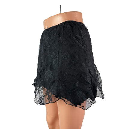 Urban Outfitters Women's Black Floral Lace Sheer Mesh Mini Flare A-Line Skirt M