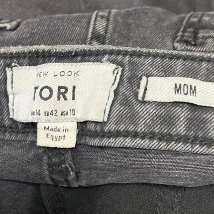 New Look Tori Women's Black Distressed High Waisted Straight Denim Mom Jeans 10