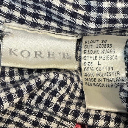 Koret Men Blue Gingham Check Patchwork Short Sleeve Button Down Shirt Top Size L