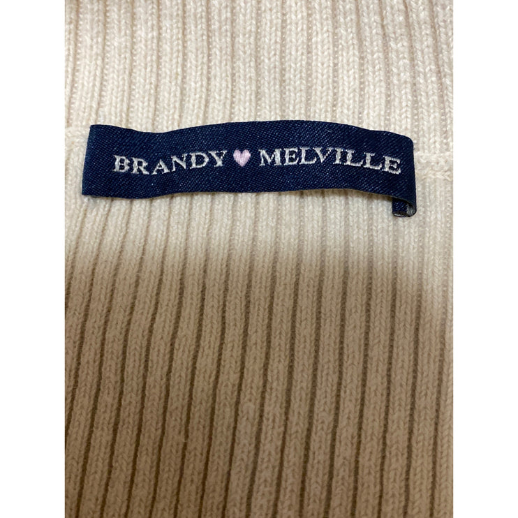 Brandy Melville Cream Ribbed Mock Neck Long Sleeve Cardigan Sweater Jacket Sz S