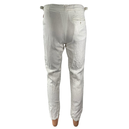 Orlebar Brown Men's White Linen High Rise Slim Tapered Utility Trousers Pants 30