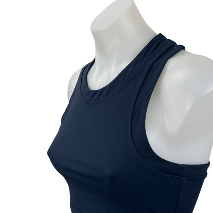 Set Active Navy Blue Racerback Yoga Workout Gym Athletic Sports Bra Crop Top M