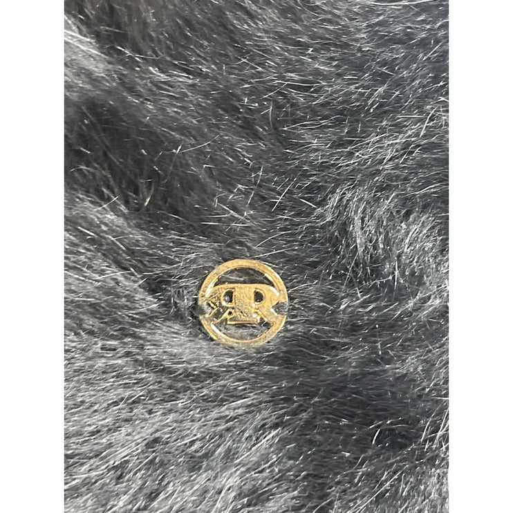 Reorg Women's Black Faux Fur Fleece Fuzzy Logo Snow Winter Bucket Hat OS