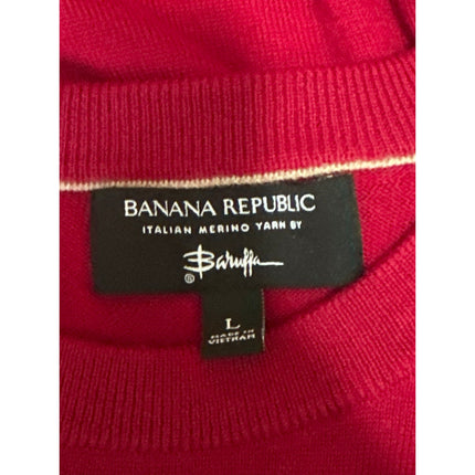 Banana Republic 100% Merino Wool Men's Red Crewneck Long Sleeve Sweater Top Sz L