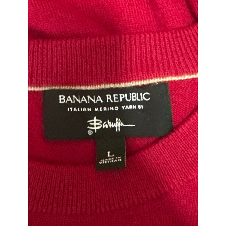 Banana Republic 100% Merino Wool Men's Red Crewneck Long Sleeve Sweater Top Sz L