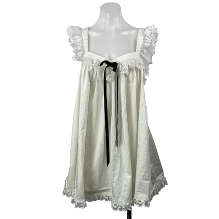 For Love & Lemons White Sleeveless Ruffles Lace Straps Babydoll Mini Dress Sz L