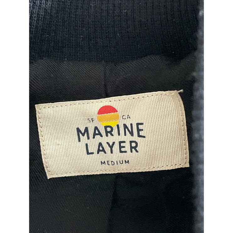 Marine Layer Birdseye Black White Full Zip Cropped Bomber Coat Jacket Size M