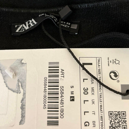 NEW Zara Black Short Sleeve Mock Neck Stretch Mini T Shirt Bodycon Dress Size L