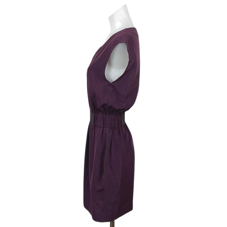 RACHEL Rachel Roy Purple Sleeveless V Neck Elastic Waist Blouson Mini Dress Sz 2