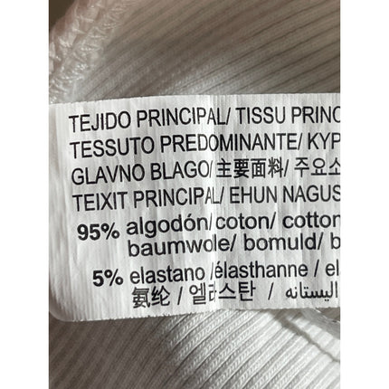 Zara Womens White Ruffle Ribbed Knit Scoop Neck Blouse Thong Bodysuit Top Size S