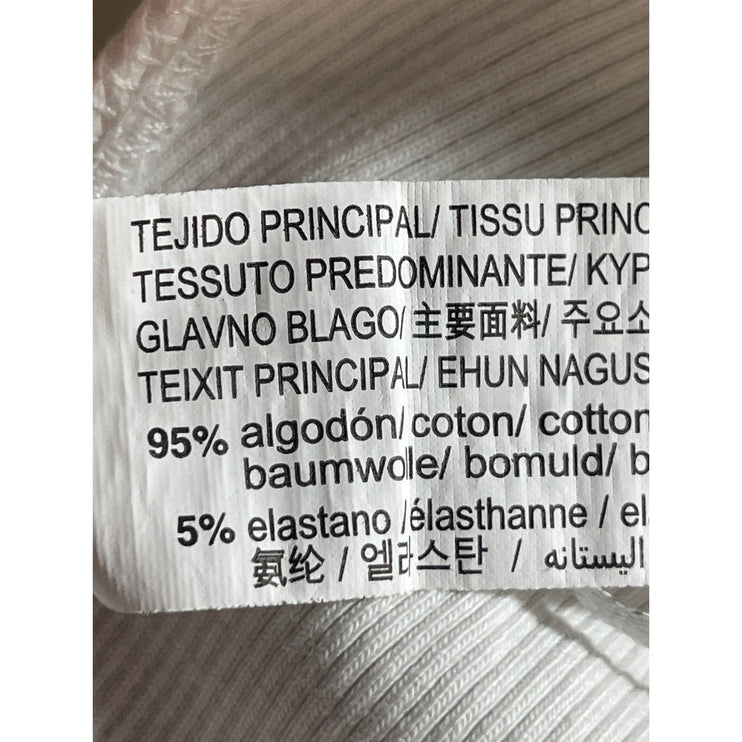 Zara Womens White Ruffle Ribbed Knit Scoop Neck Blouse Thong Bodysuit Top Size S