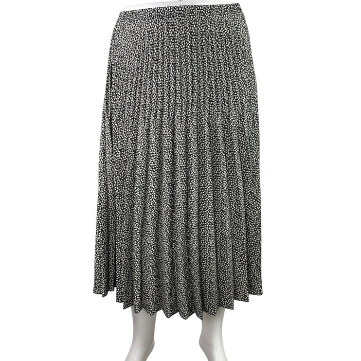 Max Studio Black White Printed Pleated High Waisted Maxi Flared A-Line Skirt XL