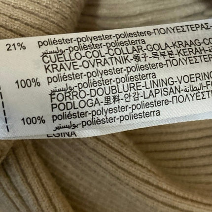 Zara Women's Brown Rib Knit Faux Fur Collar Long Sleeve Crop Sweater Top Size M