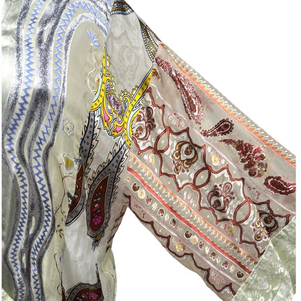 Anthropologie Floreat Silk Satin Paisley Patchworks Lace Kimono Cardigan Top S