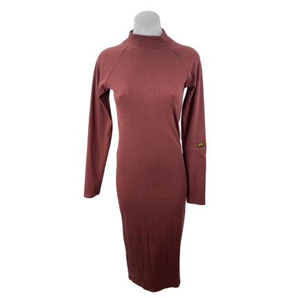 G-Star Women's Brown Long Sleeve Ribbed Knit Mock Neck Midi Sweater Dress Size Mb