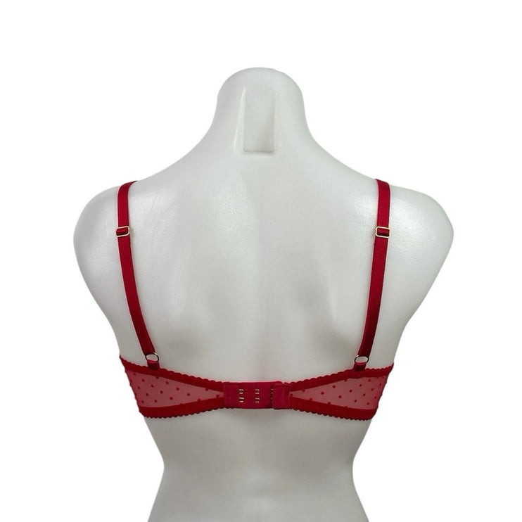 Victoria's Secret Very Sexy Jingle Bells Red Unlined Underwire Demi Bra Size 36C