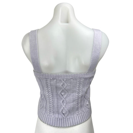 Zara Purple Cable Knit Sleeveless Square Neck Cami Sweater Crop Tank Top Size M