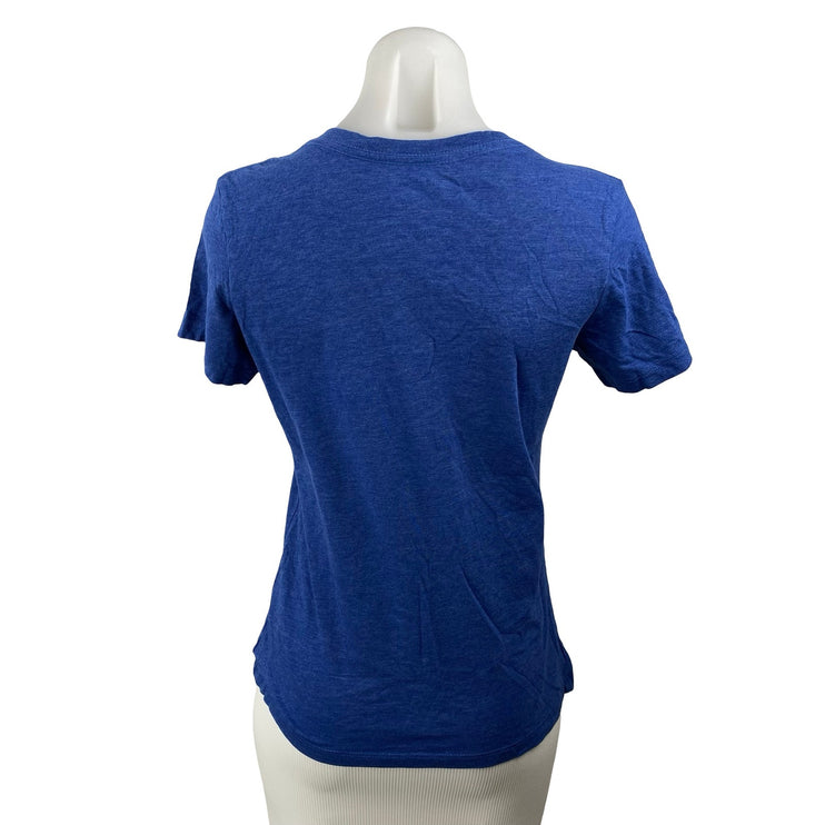 NFL Team Apparel New York Giants Football Women's Blue V Neck T Shirt Tee Top M