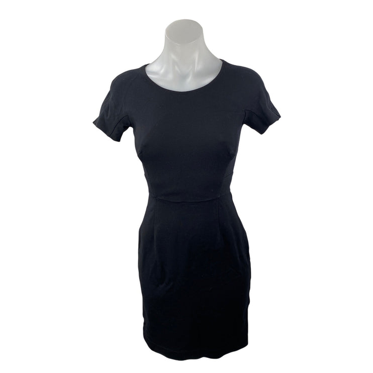 Lark & Ro Women's Black Short Sleeve Round Neck T Shirt Mini Bodycon Dress Sz 0