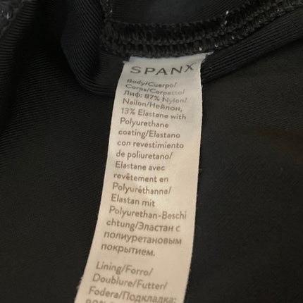 Spanx Black Faux Leather Mid Rise Skinny Fitness Workout Gym Leggings Pants Sz M