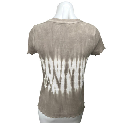 C&C California Women's Brown Tie Dye Short Sleeve Pullover Tee T-Shirt Top Sz M