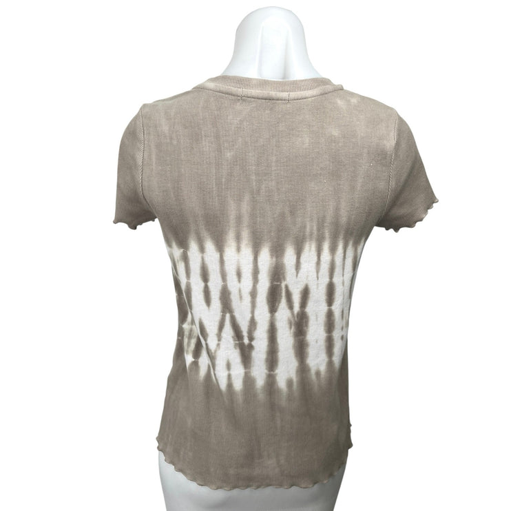 C&C California Women's Brown Tie Dye Short Sleeve Pullover Tee T-Shirt Top Sz M