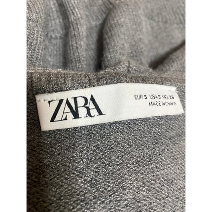 Zara Women's Gray Zip Up Long Sleeve Hooded Hoodie Crop Sweatshirt Sweater Top S