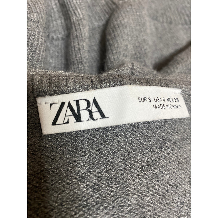 Zara Women's Gray Zip Up Long Sleeve Hooded Hoodie Crop Sweatshirt Sweater Top S
