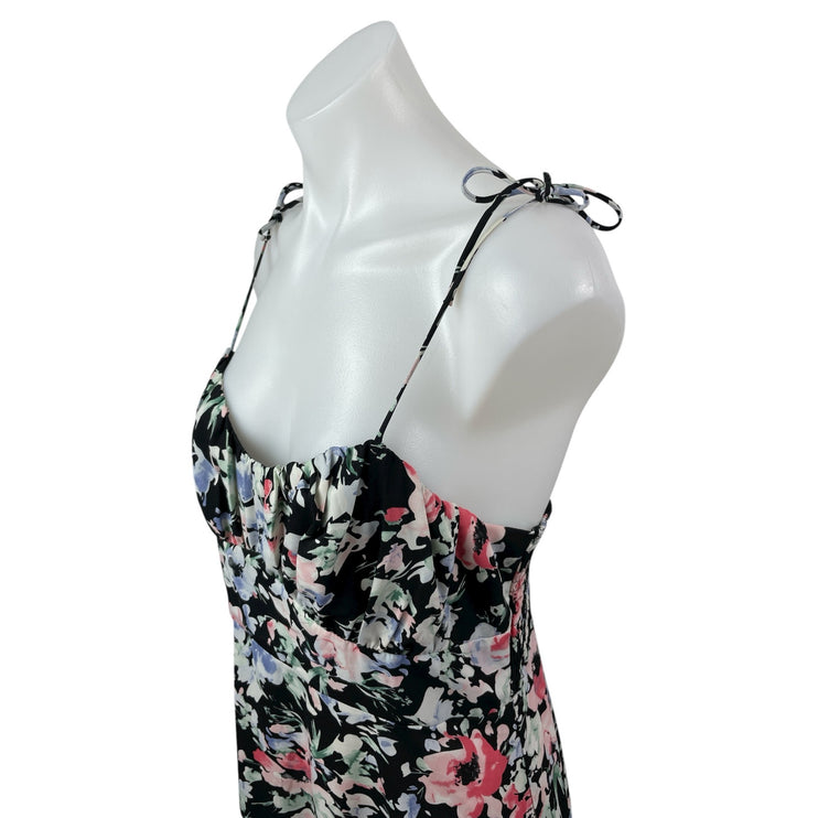 Ruby Sees Women's Black Floral Sleeveless Tiered Smocked A Line Midi Dress 14