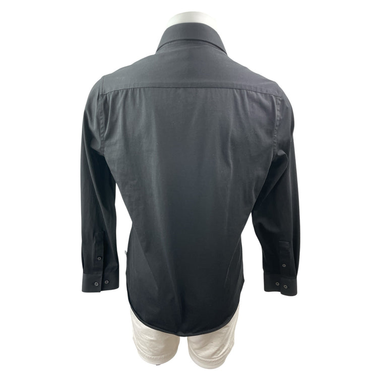 7 Diamonds Girona Men's Black Long Sleeve Textured Button Down Shirt Top Size M