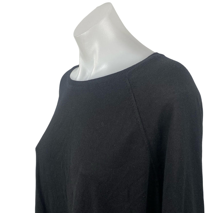 Zara Womens Black Boat Neck Drop Long Sleeve Casual Jersey T-Shirt Sweater Top L