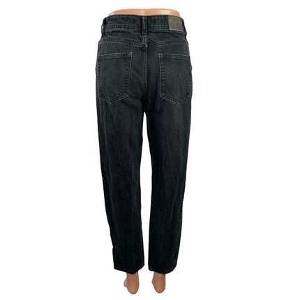 Zara Women's Black Washed Straight Leg Casual High Waisted Denim Jeans Size 2