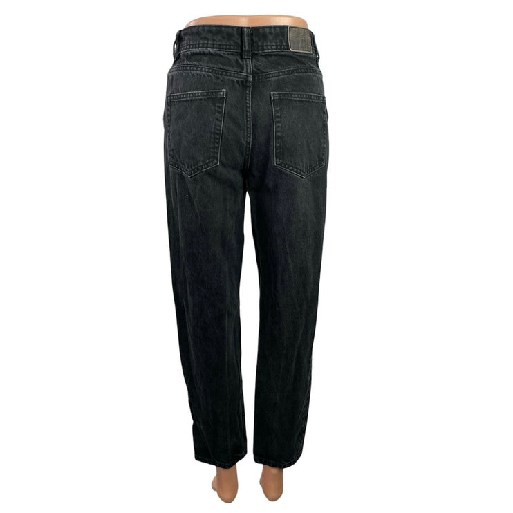 Zara Women's Black Washed Straight Leg Casual High Waisted Denim Jeans Size 2