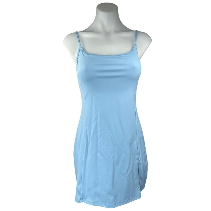 Qinsen Women's Blue Sleeveless Stretch Tennis Golf Built In Shorts Mini Dress S