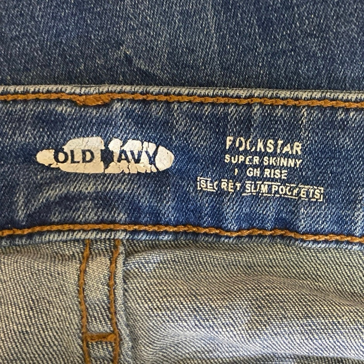 Old Navy Blue Medium Wash High Rise Denim Rockstar Super Skinny Jeans Size 8
