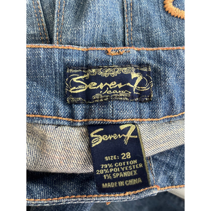 Seven7 Women's Blue Mid Rise High Waisted Bootcut Flare Denim Jeans Pants Sz 28