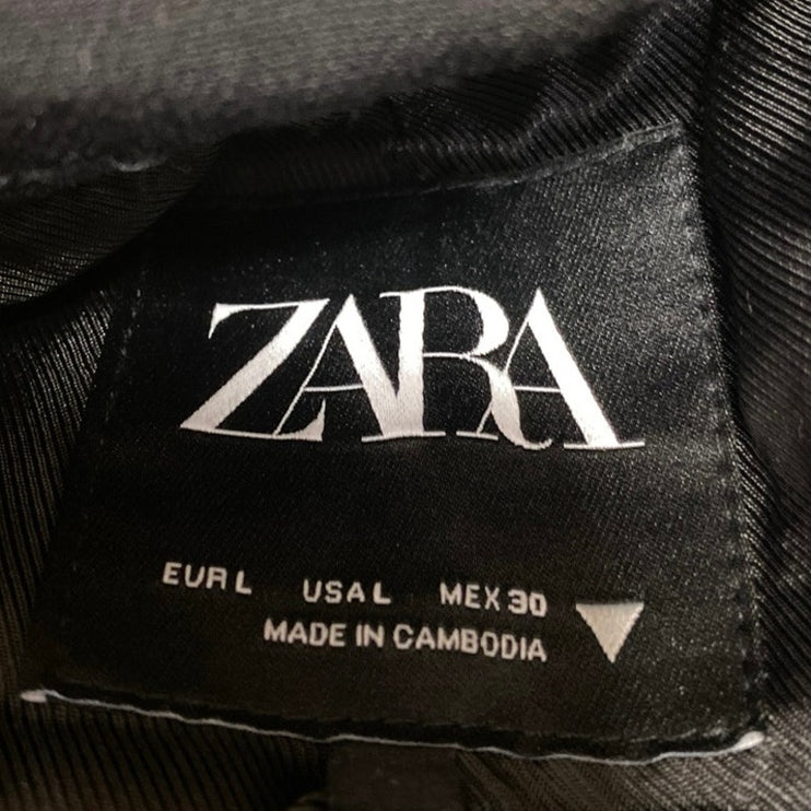 Zara Women's Black Long Sleeve One Button Notch Lapel Blazer Coat Jacket Size L