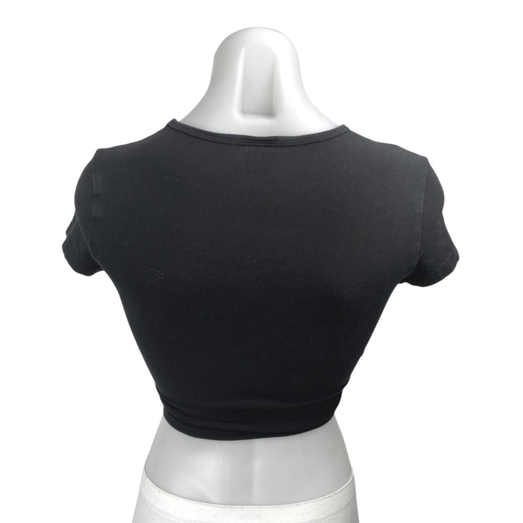 Aritzia Tna Women's Black Knit Crewneck Short Sleeve Crop Tee T-shirt Top Sz XS