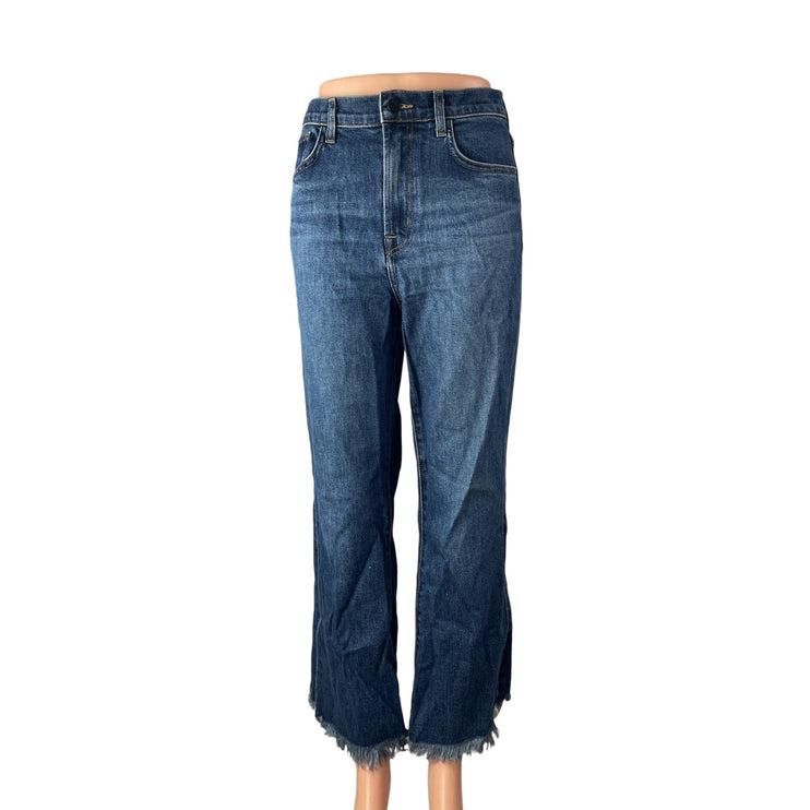 J. Brand Women's Blue Raw Frayed Hem High Rise Straight Denim Jeans Pants Sz 27