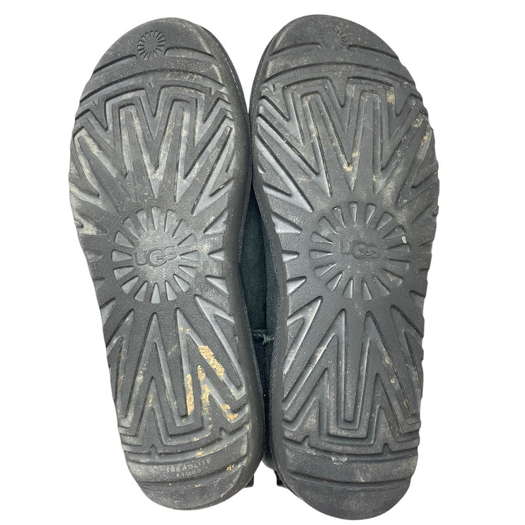 UGG Classic Mini Gray Suede Sheepskin Shearling Slip On Round Toe Ankle Boots 10